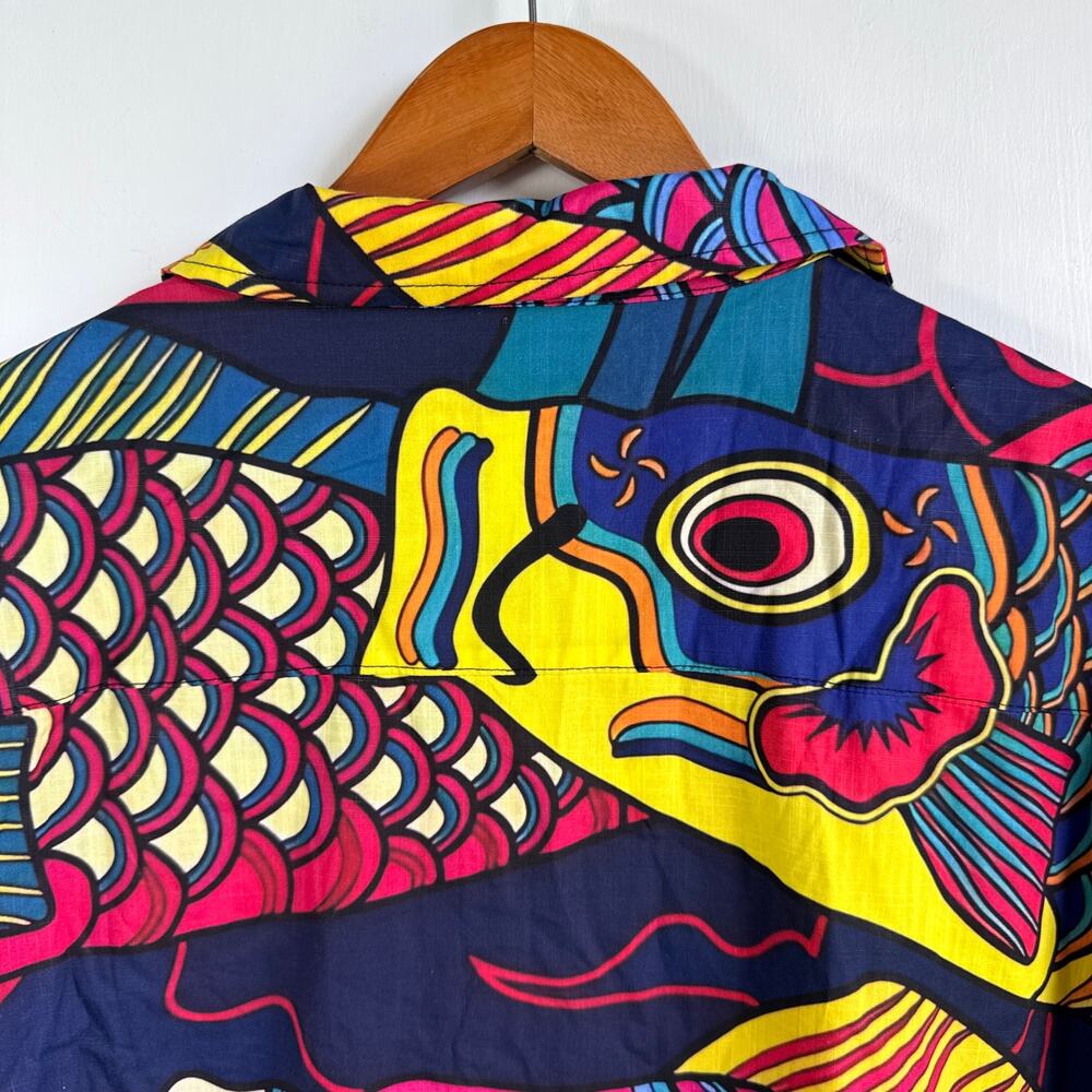 Japanese Koinobori Hawaiian Tropical Shirt Men's Size 3XL 100% Cotton Fish - Picture 16 of 16